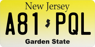 NJ license plate A81PQL