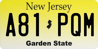 NJ license plate A81PQM