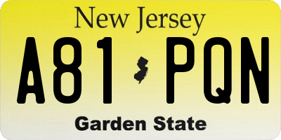 NJ license plate A81PQN