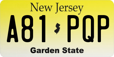 NJ license plate A81PQP