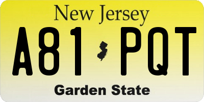 NJ license plate A81PQT