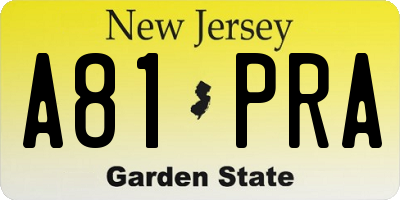 NJ license plate A81PRA