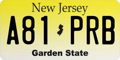 NJ license plate A81PRB