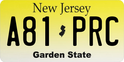 NJ license plate A81PRC