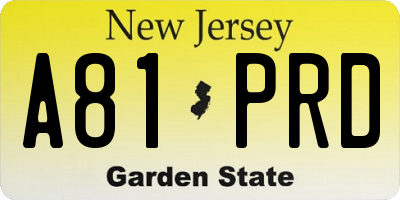 NJ license plate A81PRD