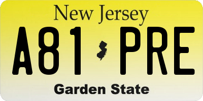 NJ license plate A81PRE