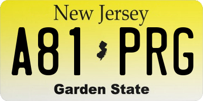 NJ license plate A81PRG