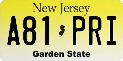 NJ license plate A81PRI