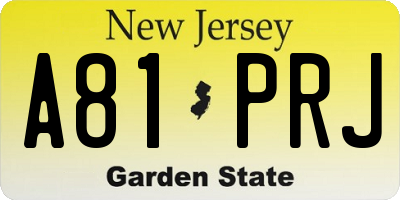 NJ license plate A81PRJ