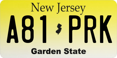 NJ license plate A81PRK