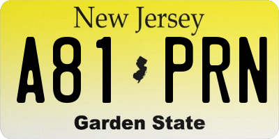 NJ license plate A81PRN