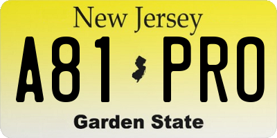 NJ license plate A81PRO
