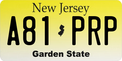 NJ license plate A81PRP
