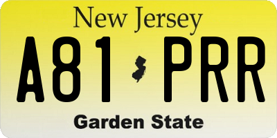 NJ license plate A81PRR
