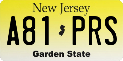 NJ license plate A81PRS