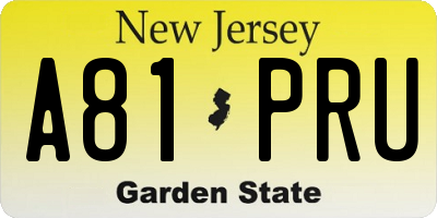NJ license plate A81PRU