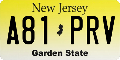 NJ license plate A81PRV