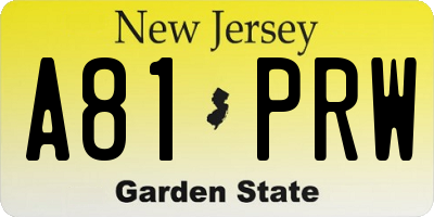 NJ license plate A81PRW