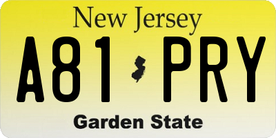 NJ license plate A81PRY