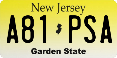 NJ license plate A81PSA
