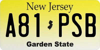 NJ license plate A81PSB