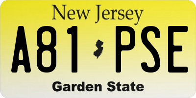 NJ license plate A81PSE