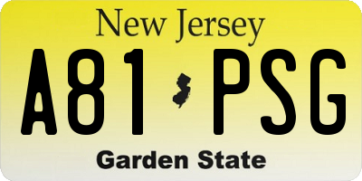 NJ license plate A81PSG