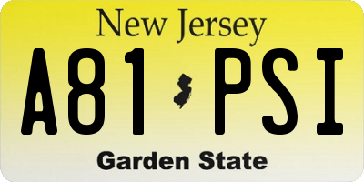 NJ license plate A81PSI