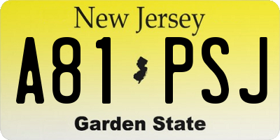 NJ license plate A81PSJ