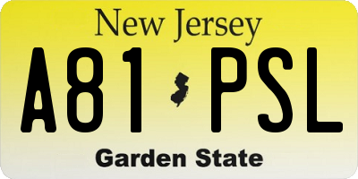 NJ license plate A81PSL