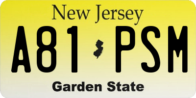 NJ license plate A81PSM