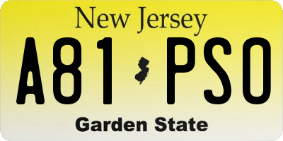 NJ license plate A81PSO