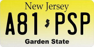 NJ license plate A81PSP