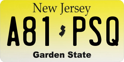 NJ license plate A81PSQ