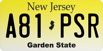 NJ license plate A81PSR