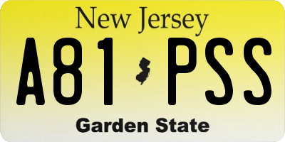 NJ license plate A81PSS