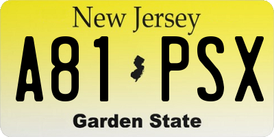 NJ license plate A81PSX