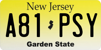 NJ license plate A81PSY