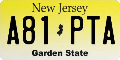 NJ license plate A81PTA