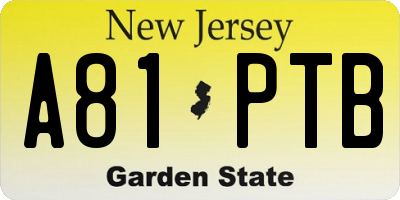 NJ license plate A81PTB