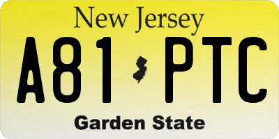 NJ license plate A81PTC