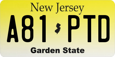 NJ license plate A81PTD