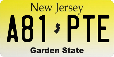 NJ license plate A81PTE