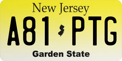 NJ license plate A81PTG