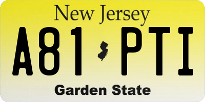 NJ license plate A81PTI