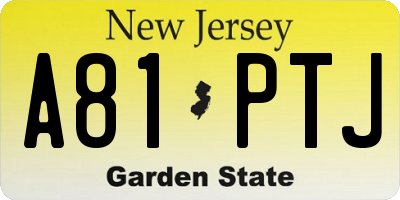 NJ license plate A81PTJ