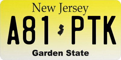 NJ license plate A81PTK