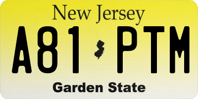 NJ license plate A81PTM