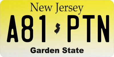 NJ license plate A81PTN