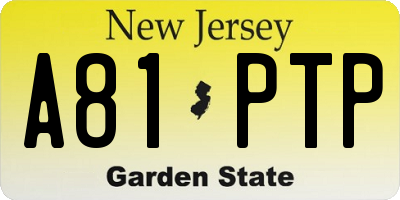 NJ license plate A81PTP